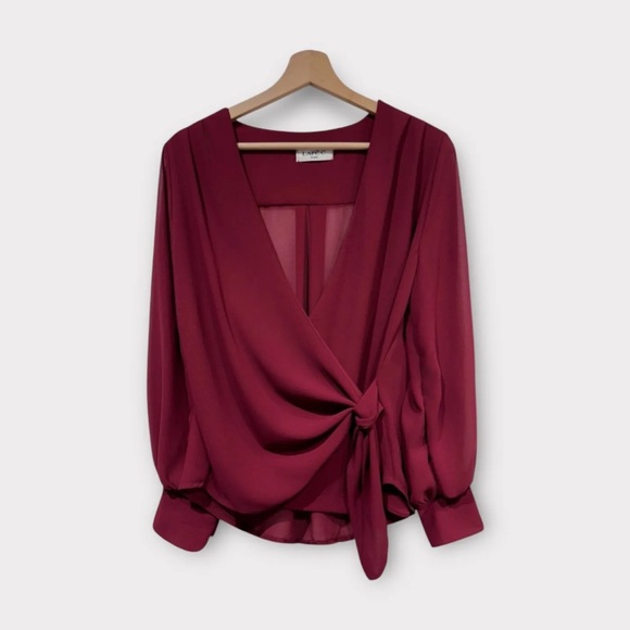 MADE IN ITALY BEAUTIFUL  WRAP CHIFFON BLOUSE - Picture 1 of 3